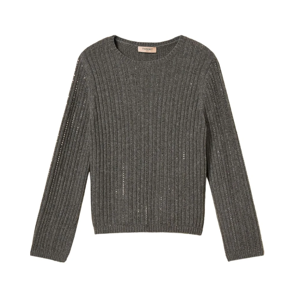Twinset Round-Neck Knitwear - Female - Round-Neck Knitwear - Gray - M - Knitwear