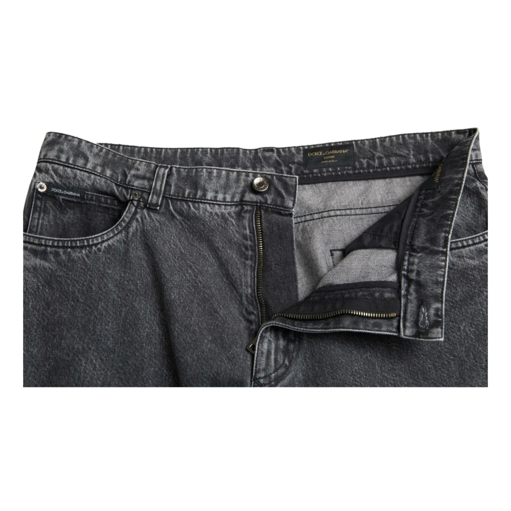 Dolce & Gabbana Donkergrijze Straight Denim Jeans Gray Heren
