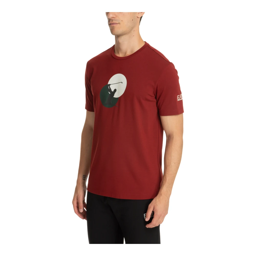 Emporio Armani EA7 Effen Logo T-shirt Red Heren