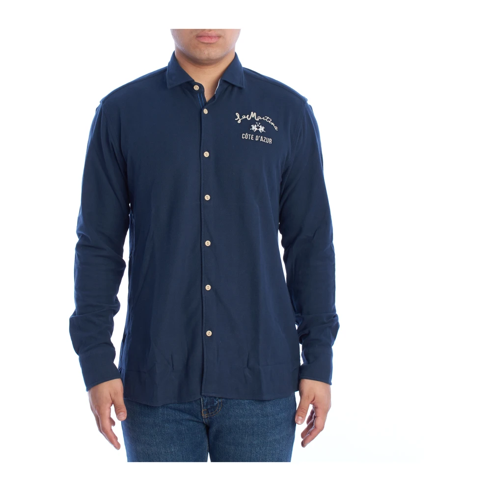 LA MARTINA Lange mouwen overhemd Elegant Casual Design Blue Heren