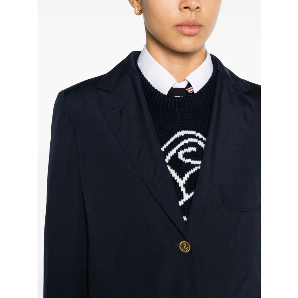 Thom Browne Blauwe RWB Gestreepte Blazer Jas Blue Dames