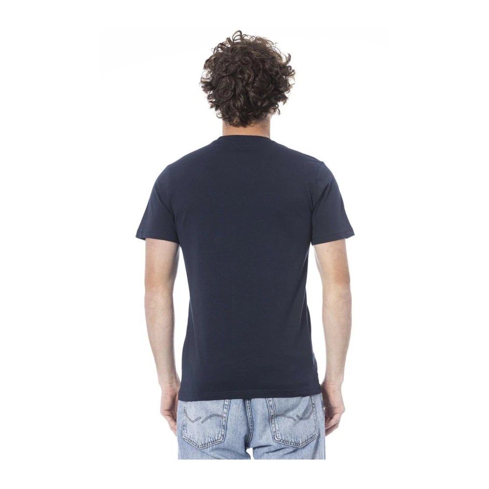 Cavalli Class Blauw Logo Print Katoen T-Shirt Blue Heren