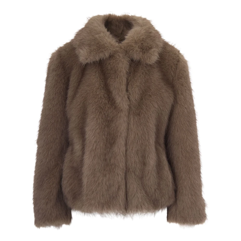 Max Mara Studio Vrouw Bruin Jassen Dames, Xs, Nepbont, Nepbont & Shearling Jas