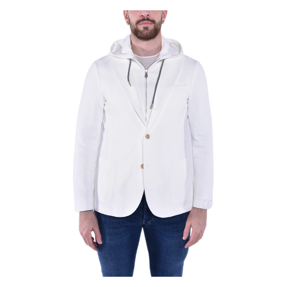 Eleventy Hooded Jacket met Afneembare Vest White Heren
