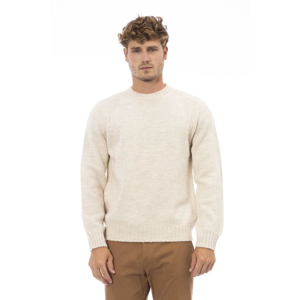 Alpha Studio Ronde Hals Lange Mouw Trui Beige Heren