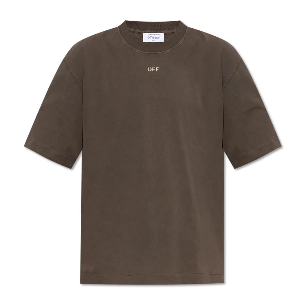 Off White T-shirt med logotyp Brown, Herr