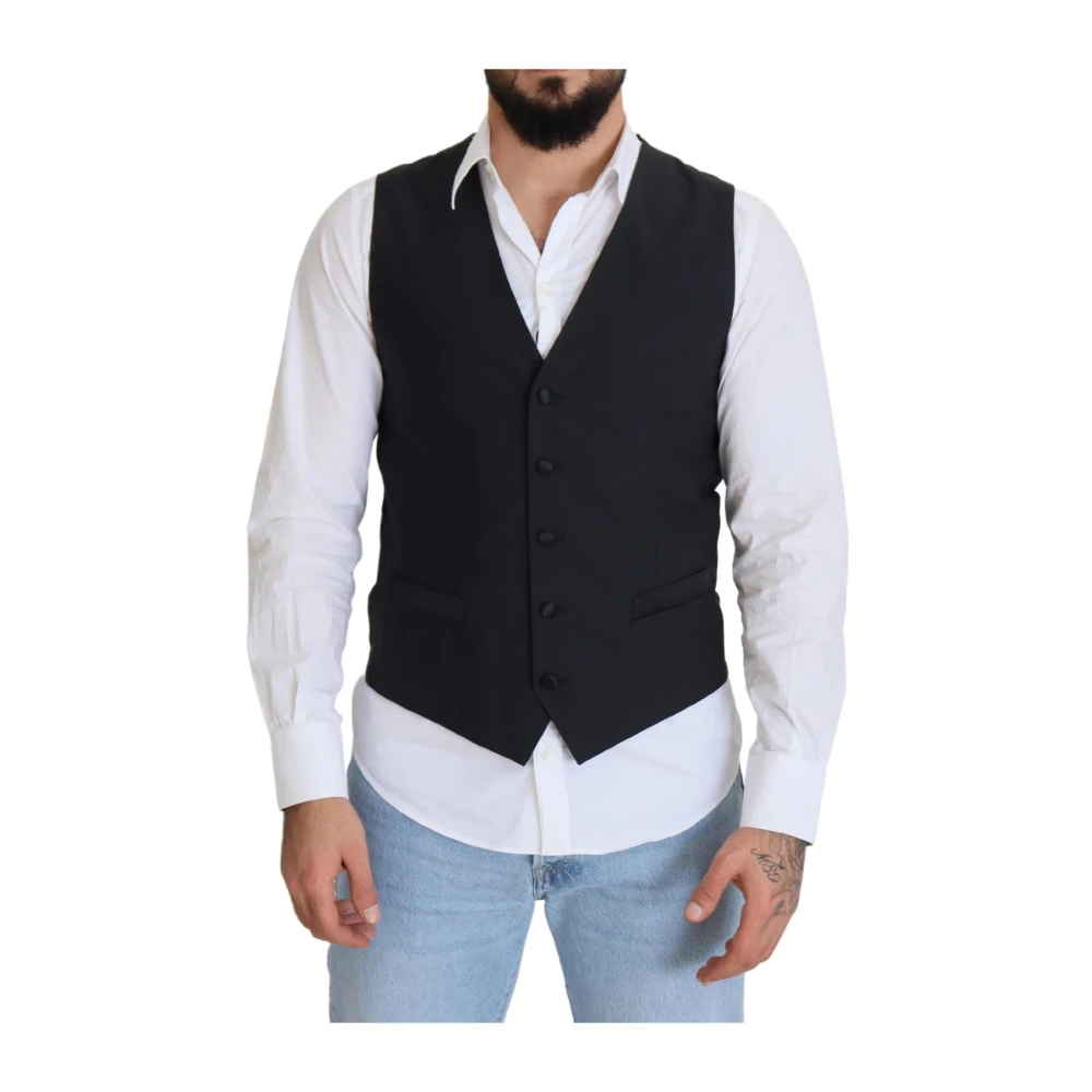 Dolce & Gabbana Men's Black Classic Fit Dress Vest - Waistcoats - L - Suits