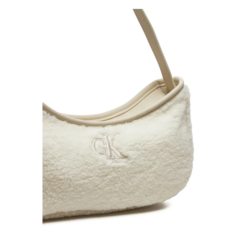Calvin Klein Jeans Compact Chic Faux Fur Sluiting Tas Beige Dames