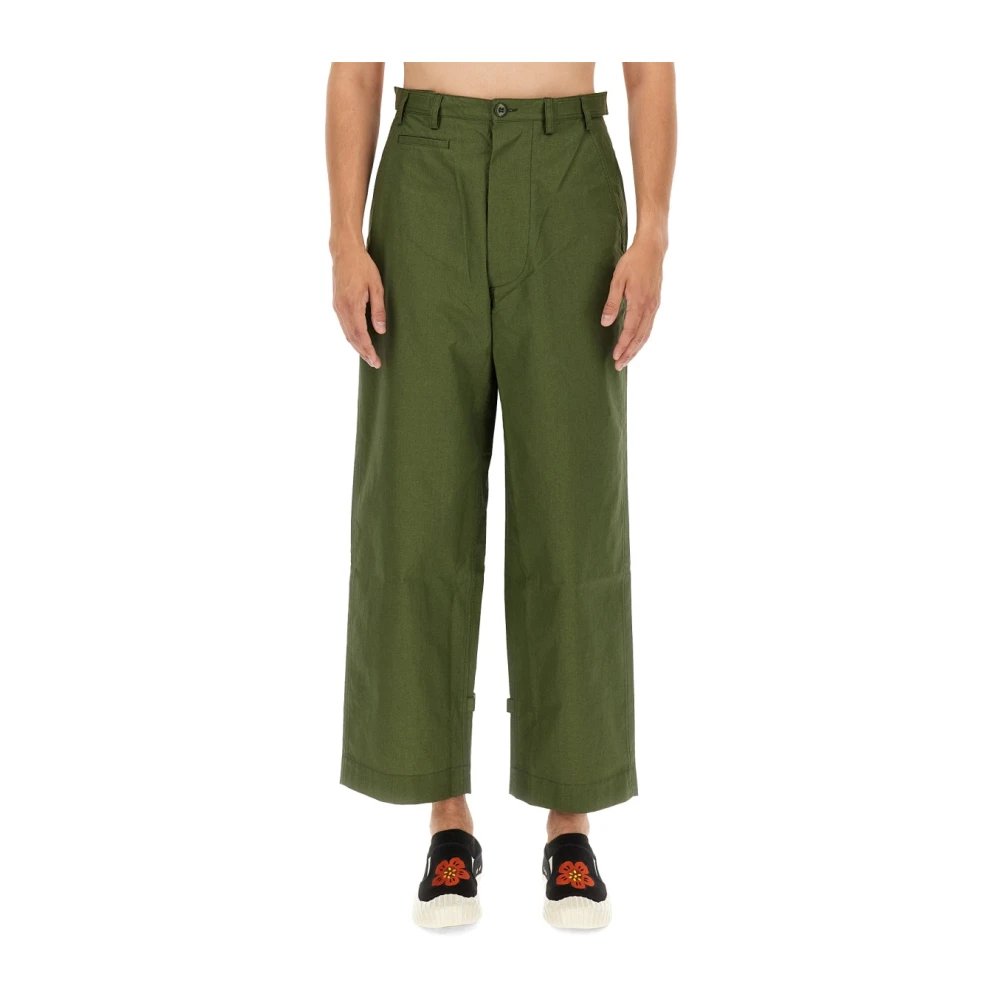 Kenzo Katoenen Straight Fit Wijde Broek Green Heren