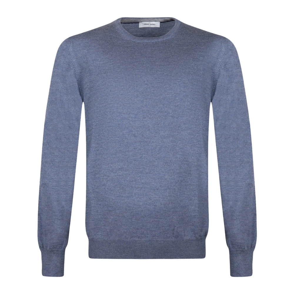 Gran Sasso Blauwe Crew Neck Wollen Trui Blue Heren