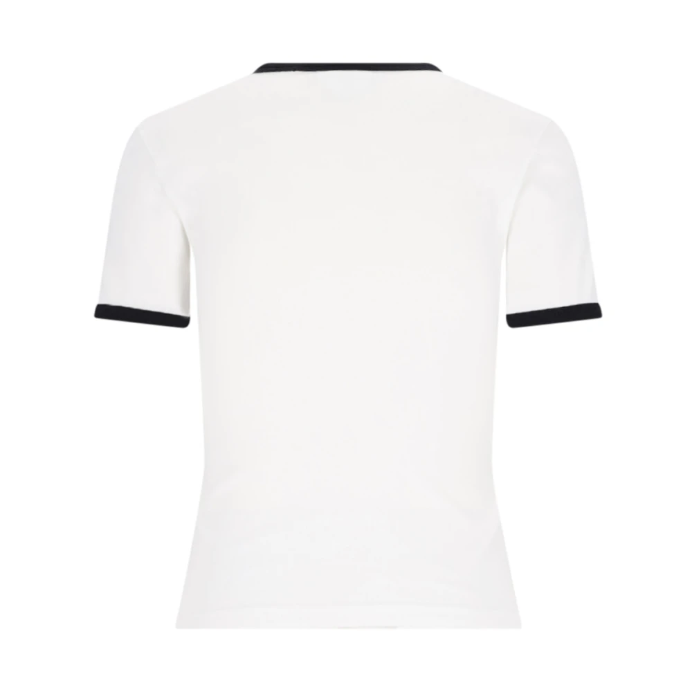Courrèges Wit Logo T-shirt met Contrastdetails White Dames