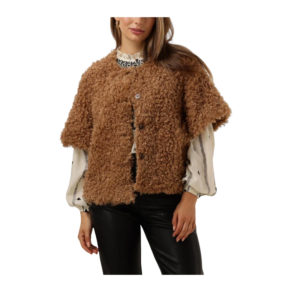 Summum Woman Bruine Faux Fur Jas Stijlvol Warm Brown Dames