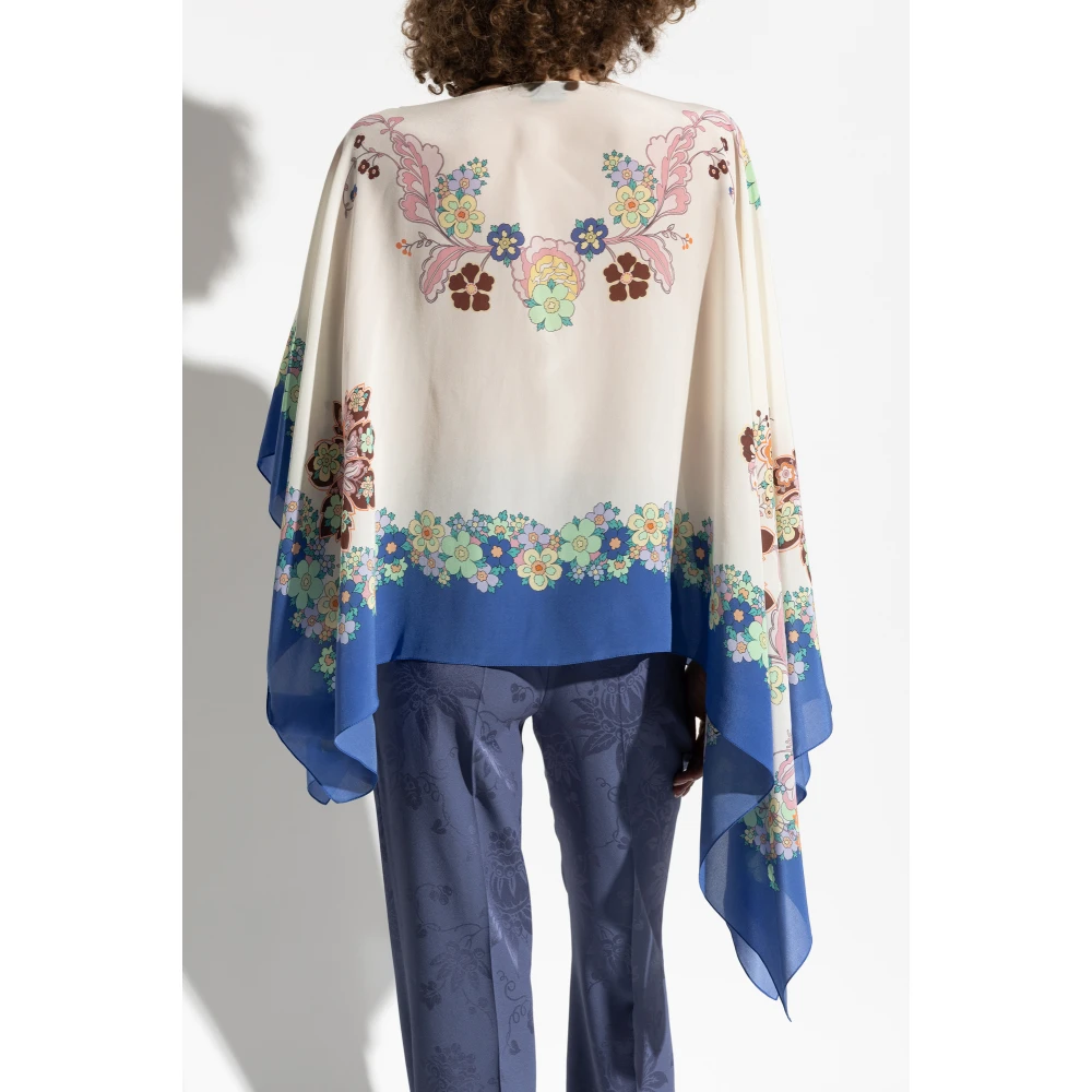 ETRO Zijden top met bloemmotief Beige Dames