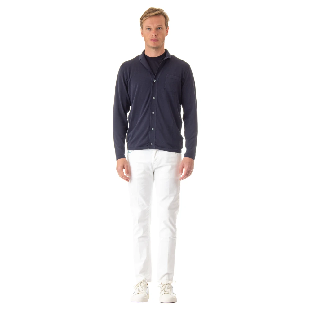 Drumohr Men's Blue Cardigans, 2XL, Cotton Cardigan With Chest Pocket