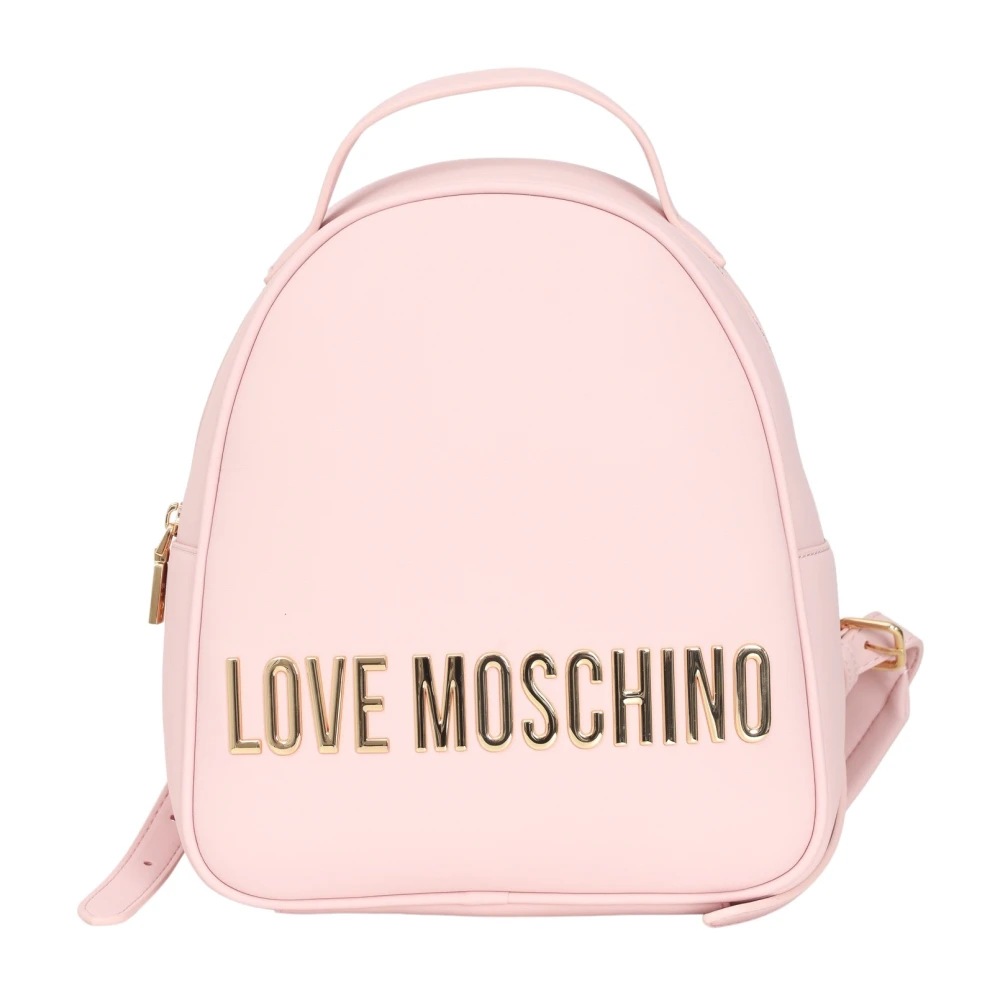 Love Moschino Roze Minimalistische Rugzak met Metalen Logo Pink Dames