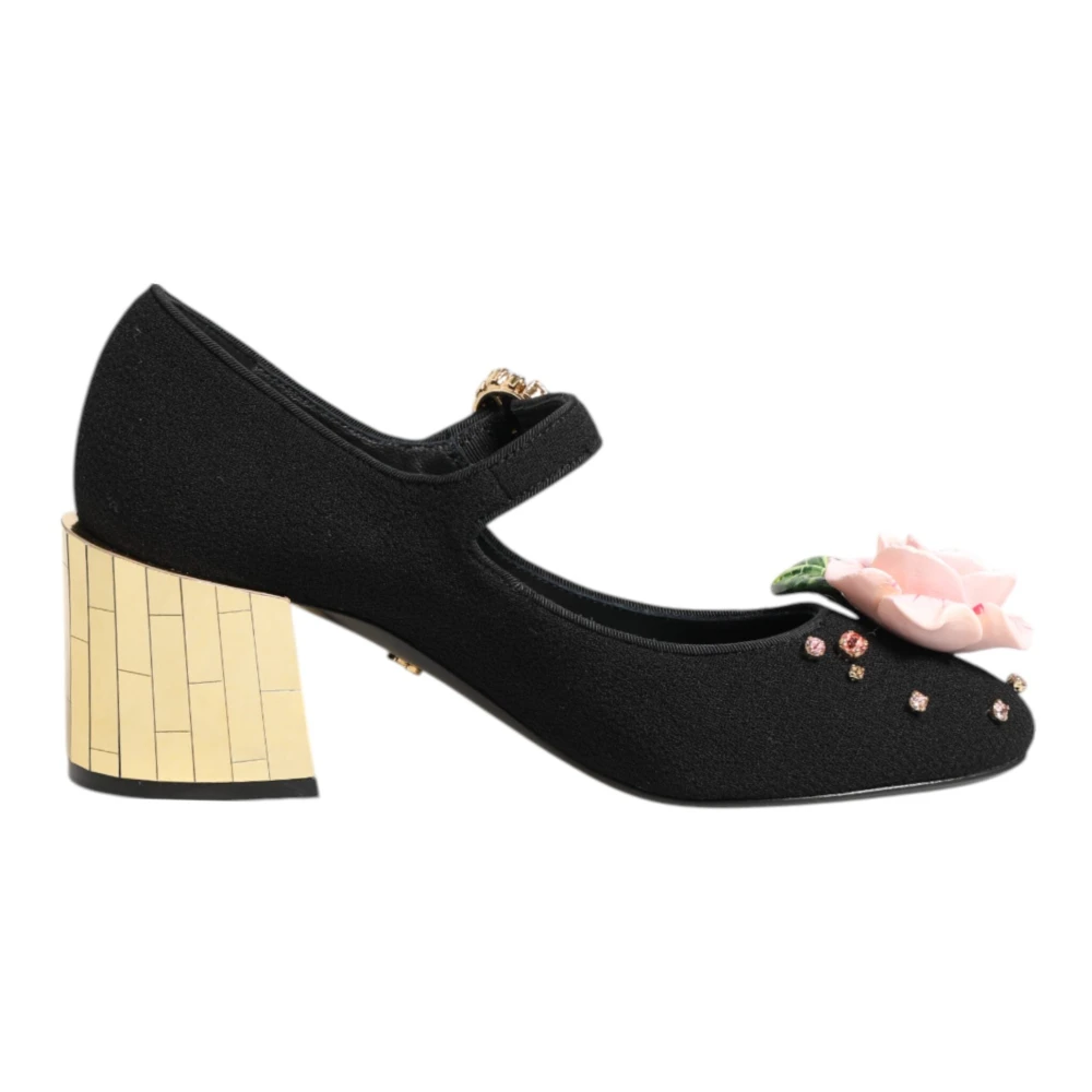 Dolce & Gabbana Women's Black Crystal Embellished Mary Jane Shoes