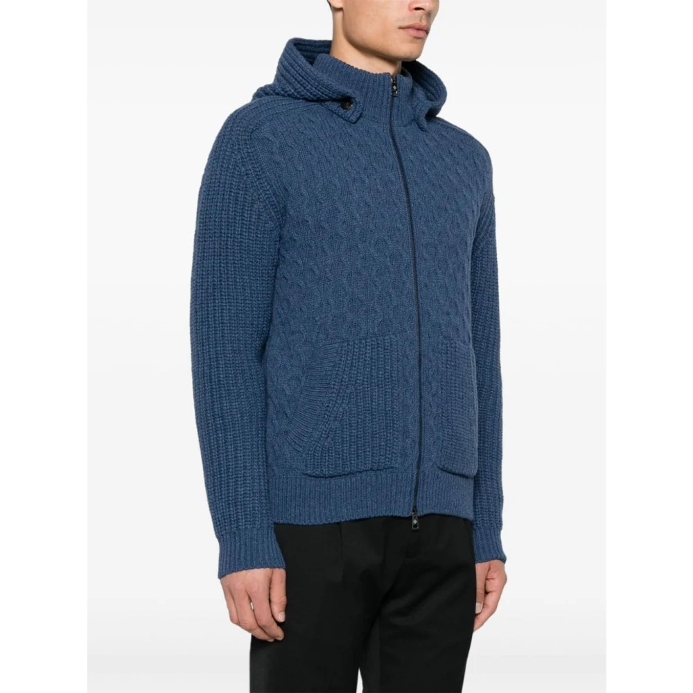 Tagliatore Navy Wollen Blend Ritsvest Blue Heren