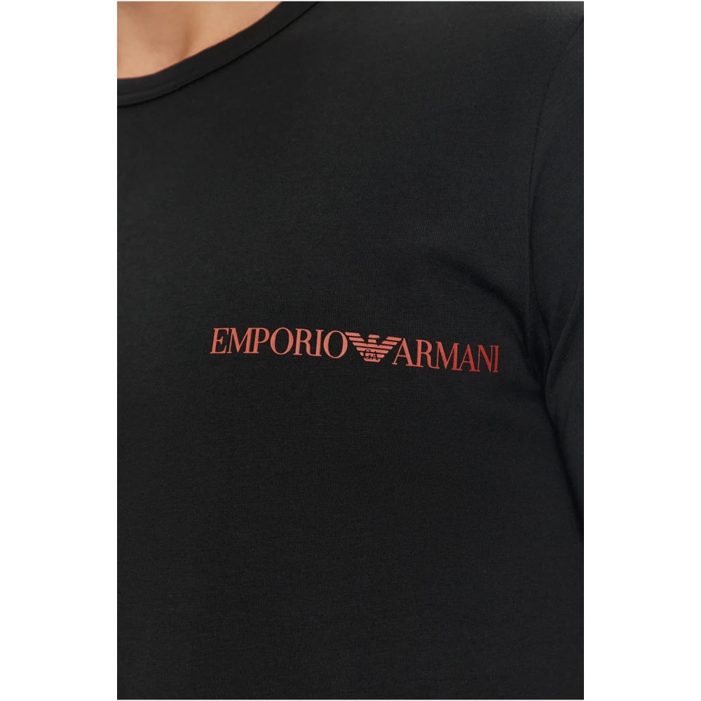 Emporio Armani 2-Pack Stretch Katoenen T-shirts Zwart Black Heren