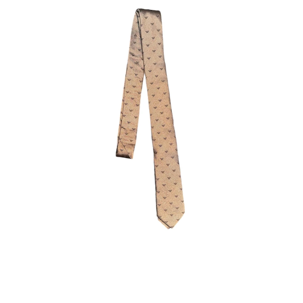 Emporio Armani Zijden Bruine Adelaar Logo Stropdas Brown Heren