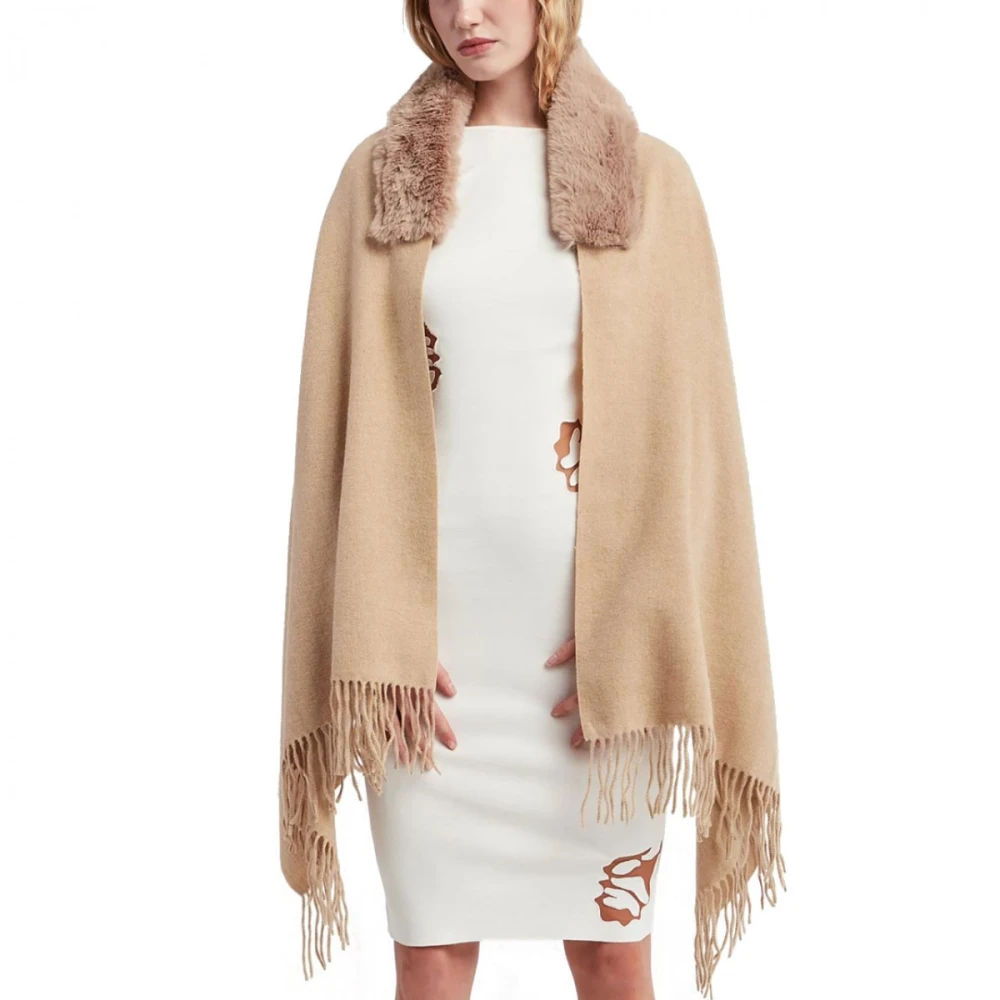 Blugirl Gebreide Stola met Faux Fur Beige Dames