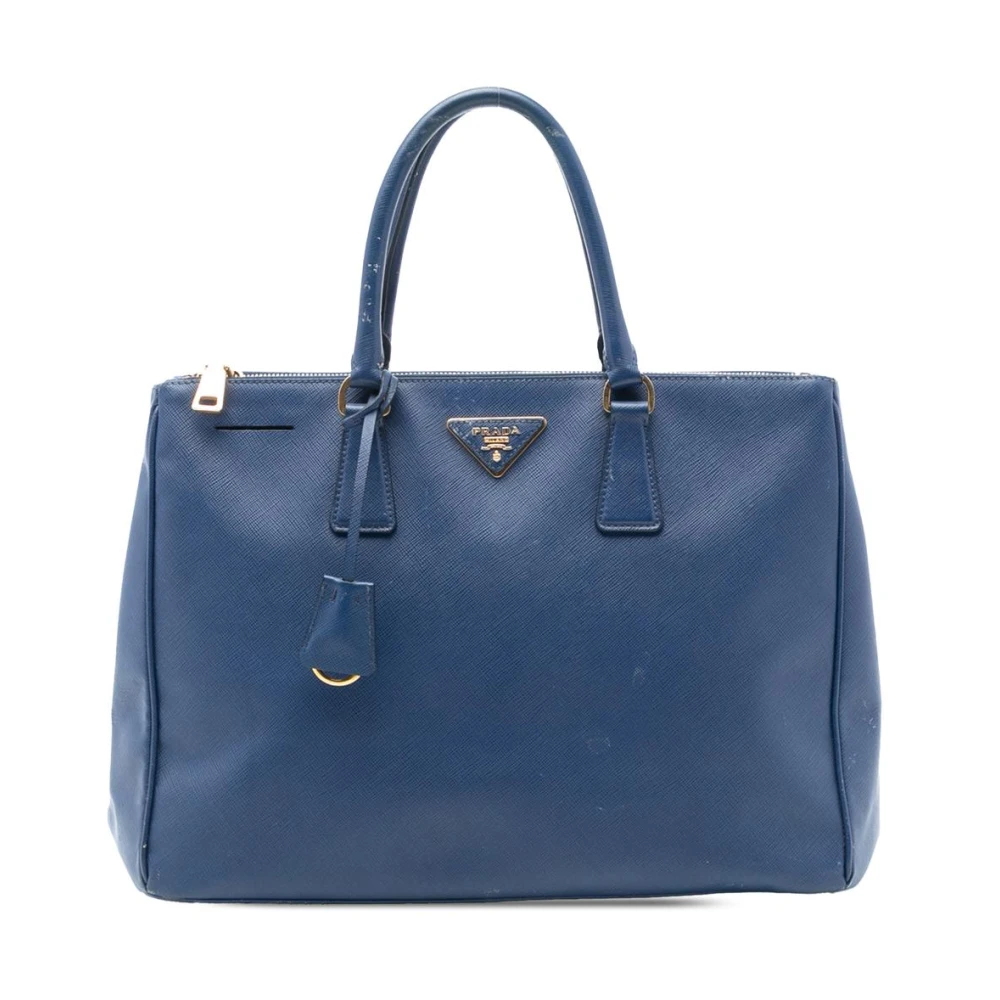Prada Vintage Women's Blue Pre-Owned Structured Leather Tote