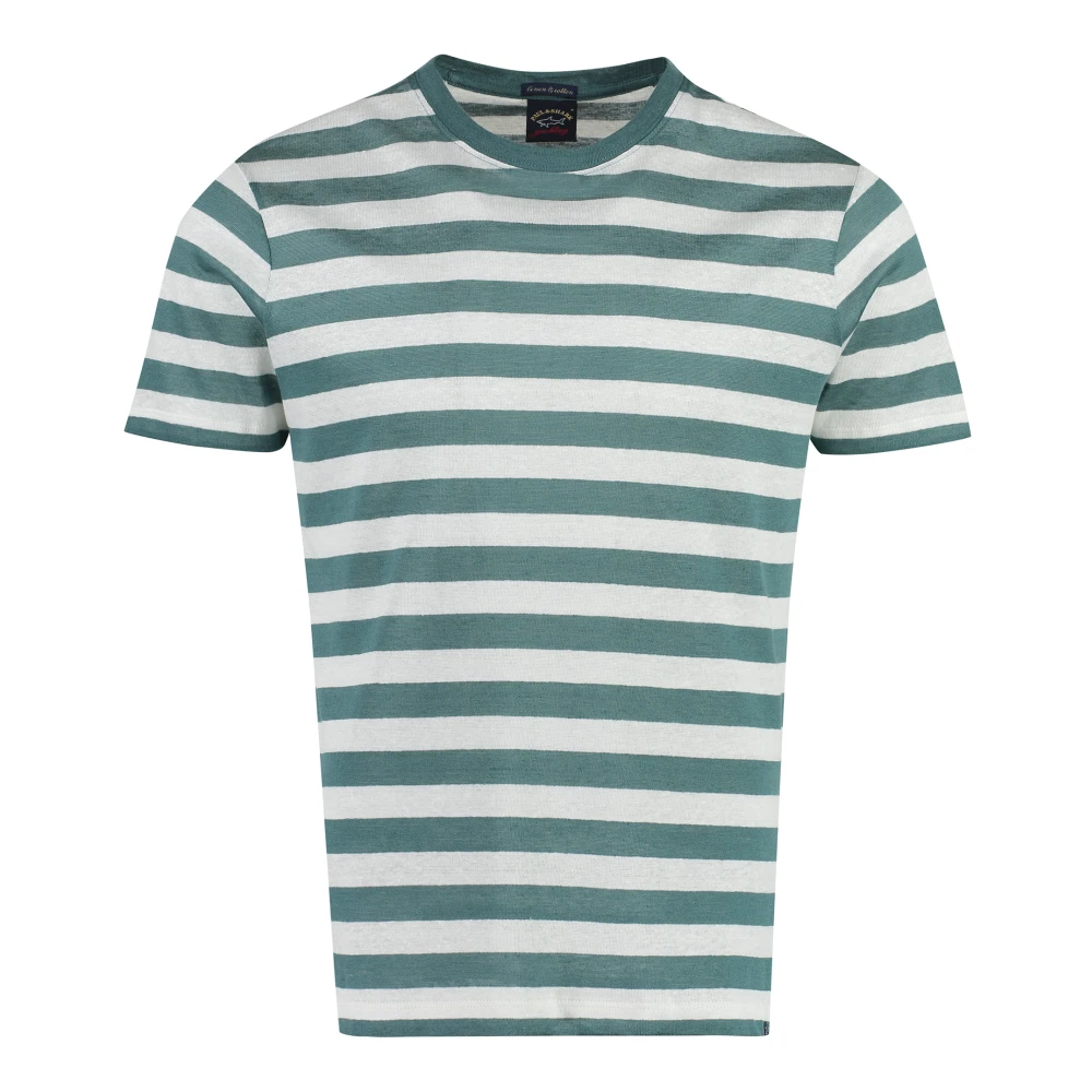 PAUL & SHARK Gestreept Linnen-Katoen T-shirt Green Heren