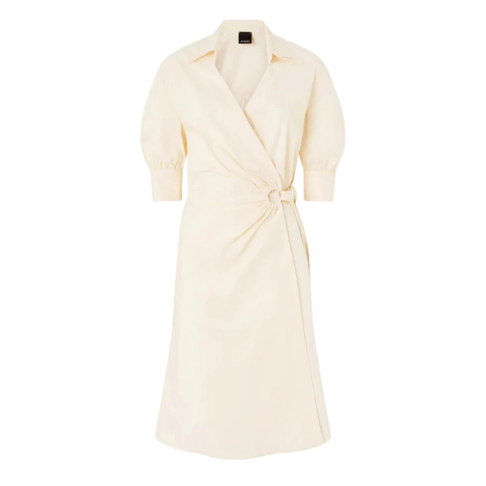 Pinko Women's Beige Wrap Dresses, Xs, Midi Wrap Shirt Dress