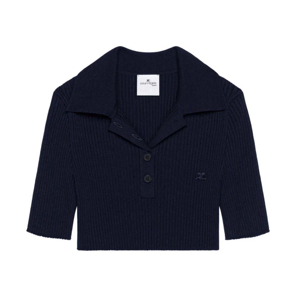 Courrèges Blauw T-shirt en Polo Black Dames