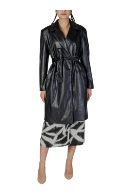 Fusk läder trenchcoat