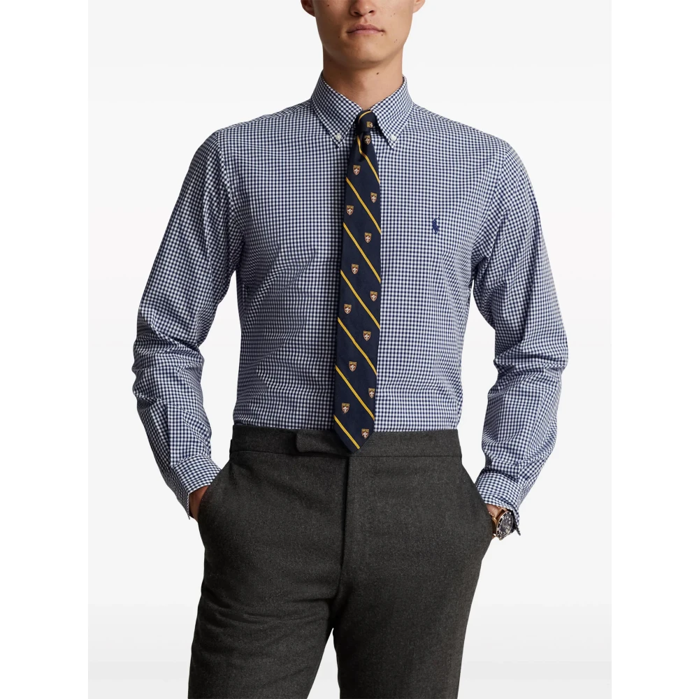 Polo Ralph Lauren Micro-Patroon Poplin Overhemd Blue Heren