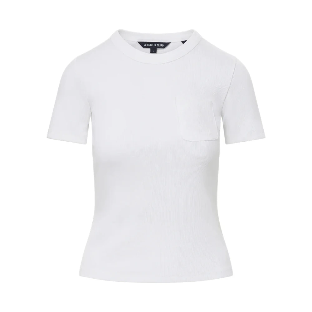 Veronica Beard Geribbeld T-shirt met Logozak White Dames