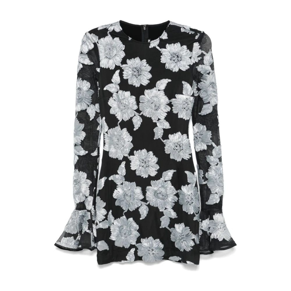 Rotate Birger Christensen Gebloemde Mini Jurk Antracietgrijs Multicolor Dames