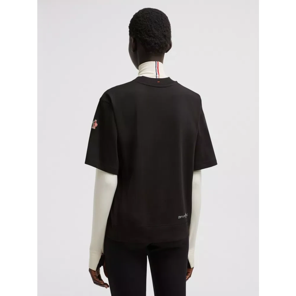 Moncler Zwarte Gewatteerde Nylon Jas Ritssluiting Black Dames