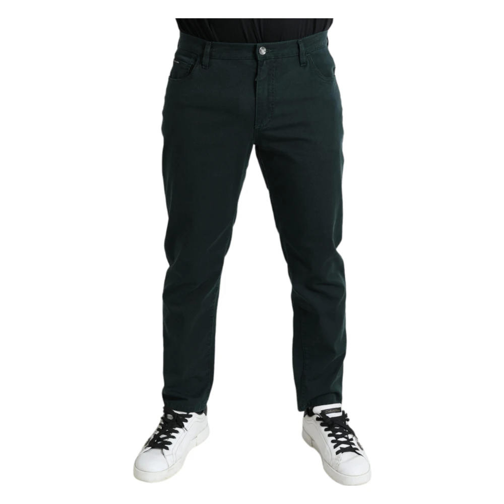 Dolce & Gabbana Men's Green Slim Fit Jeans, L, Elegant Skinny Cotton Jeans