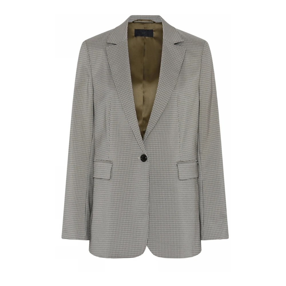 C.ro Gray Blazers, Female, 3XL, Petit Check Blazer With Long Sleeves