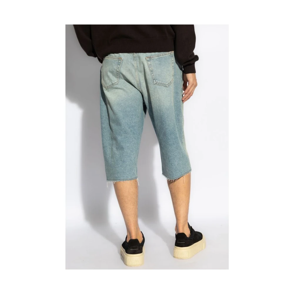 MM6 Maison Margiela Poederblauwe Denim Knieshorts met Knoopsluiting Blue Heren