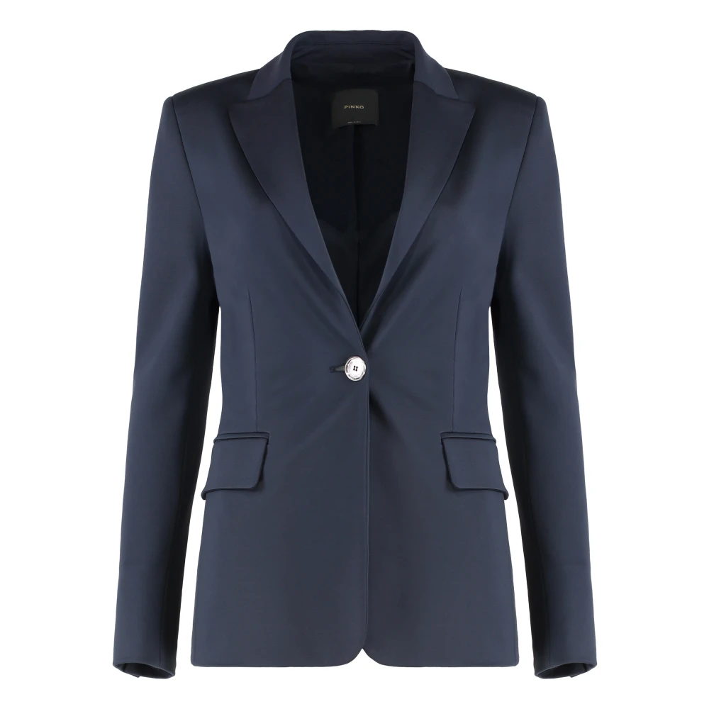 Pinko Blue Elegant Single-Breasted Jacket With Lapel Collar - Female - Blazers - L - Jackets