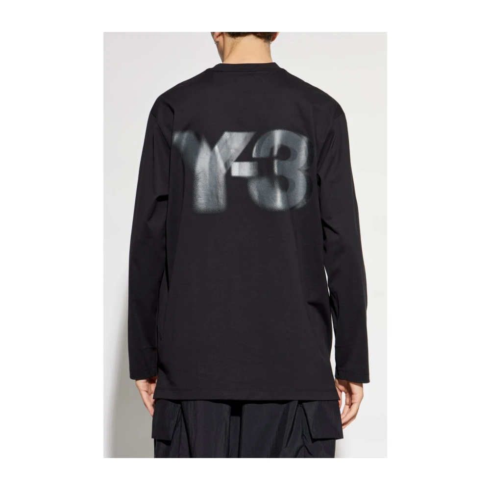 Y-3 Wit Langarm T-shirt Black Heren