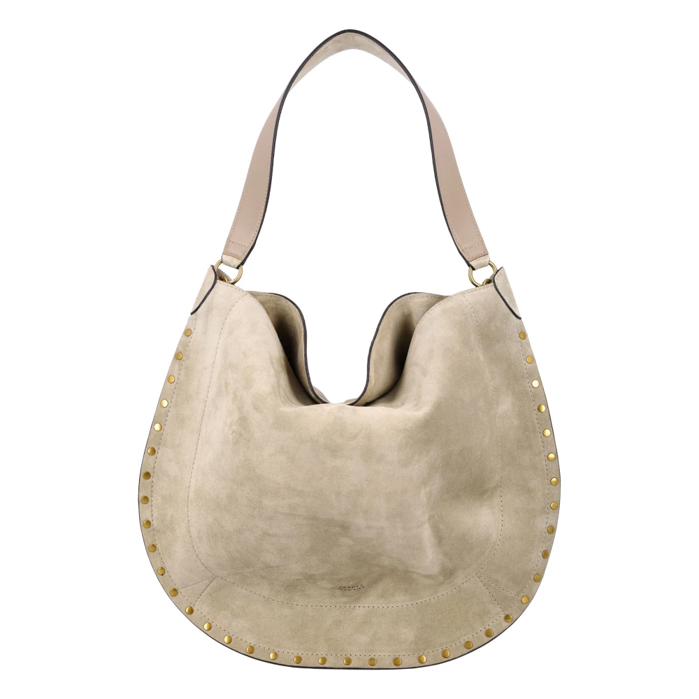 Isabel marant Beige Suède Hobo Handtas met Gouden Studs Beige Dames