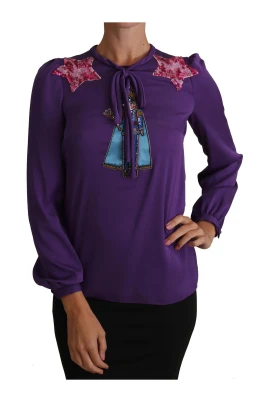 Lila Paljett Sidenblus
