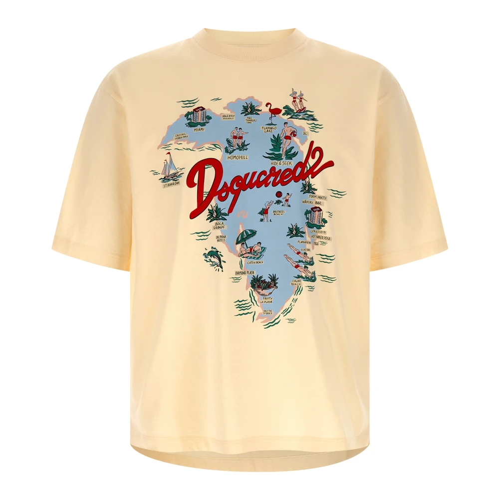 Dsquared2 Men's Beige T-Shirts - T-Shirts - Xl - Tops