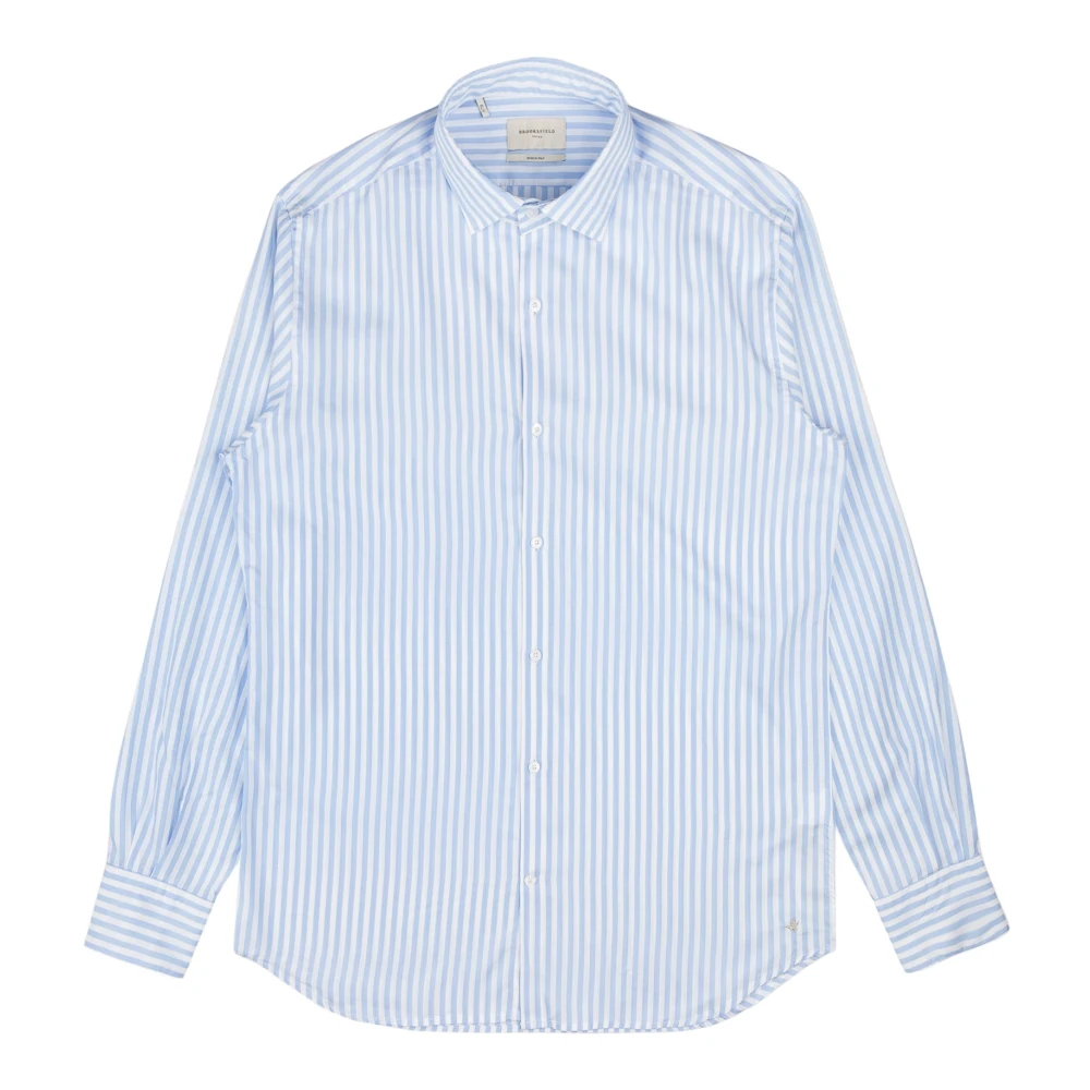 Brooksfield Heren Casual Overhemd Blauw Wit Multicolor Heren