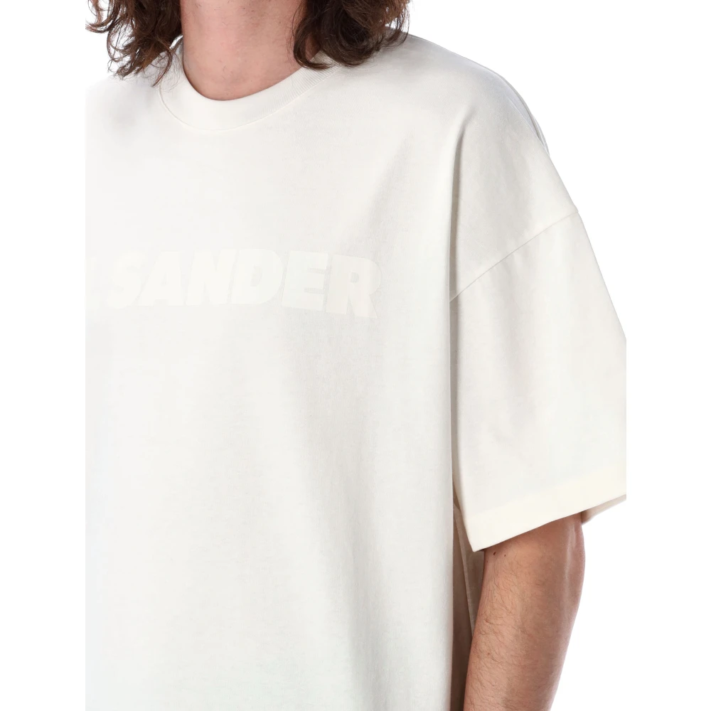 Jil Sander Porselein Katoenen Logo T-shirt Oversized White Heren
