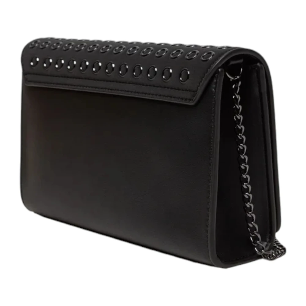 Love Moschino Stijlvolle Eyelets Gun Metal Schoudertas Black Dames