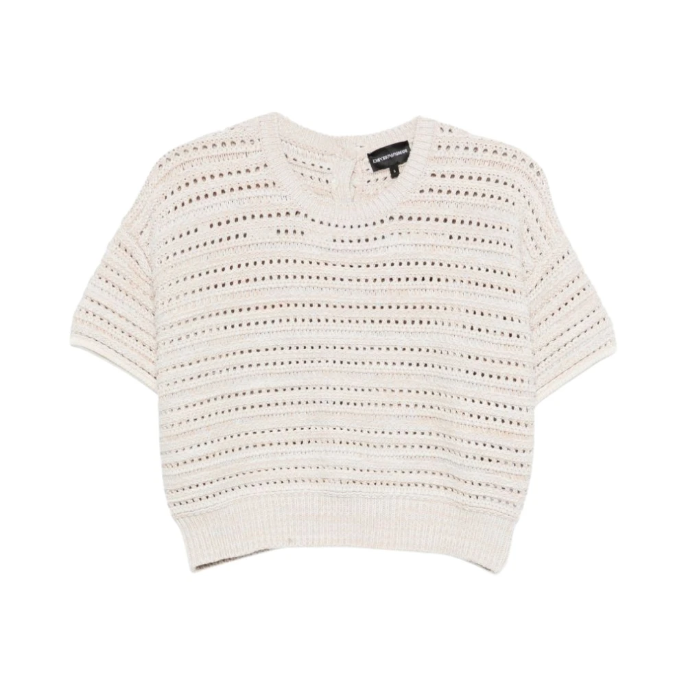 Emporio Armani Women's Beige Round-Neck Knitwear, Xl, Round-Neck Knitwear