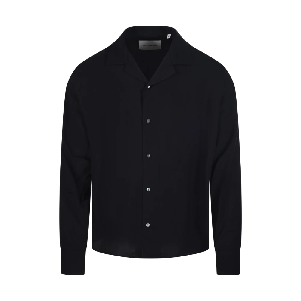 Ami Paris Men's Black Casual Shirts, M, Hsh829.vi0036 Long Sleeve Boxy Shirt