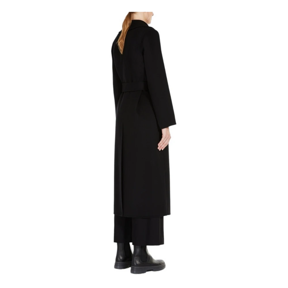 Max Mara Studio Zwarte Wol Dubbele Jas Black Dames