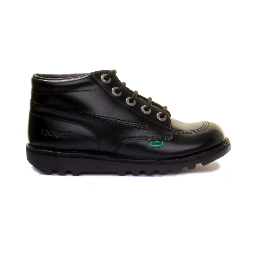 Kickers Boys Black Kids Boots, 38 Eu, Classic Leather Ankle Boots In