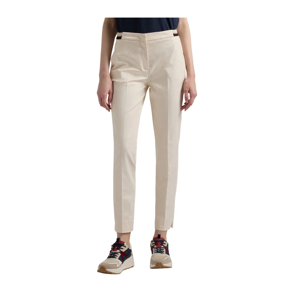 Harmont & Blaine Women's Beige Cropped Trousers, Xs, Chino Trousers With Elastic Waist
