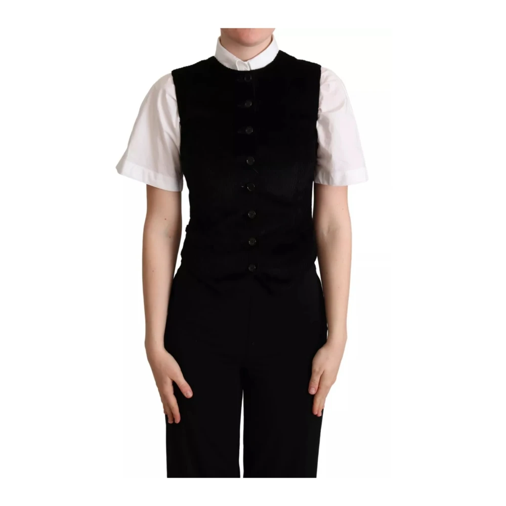 Dolce & Gabbana Women's Black Sleeveless Vest Waistcoat - Waistcoats - S - Jackets